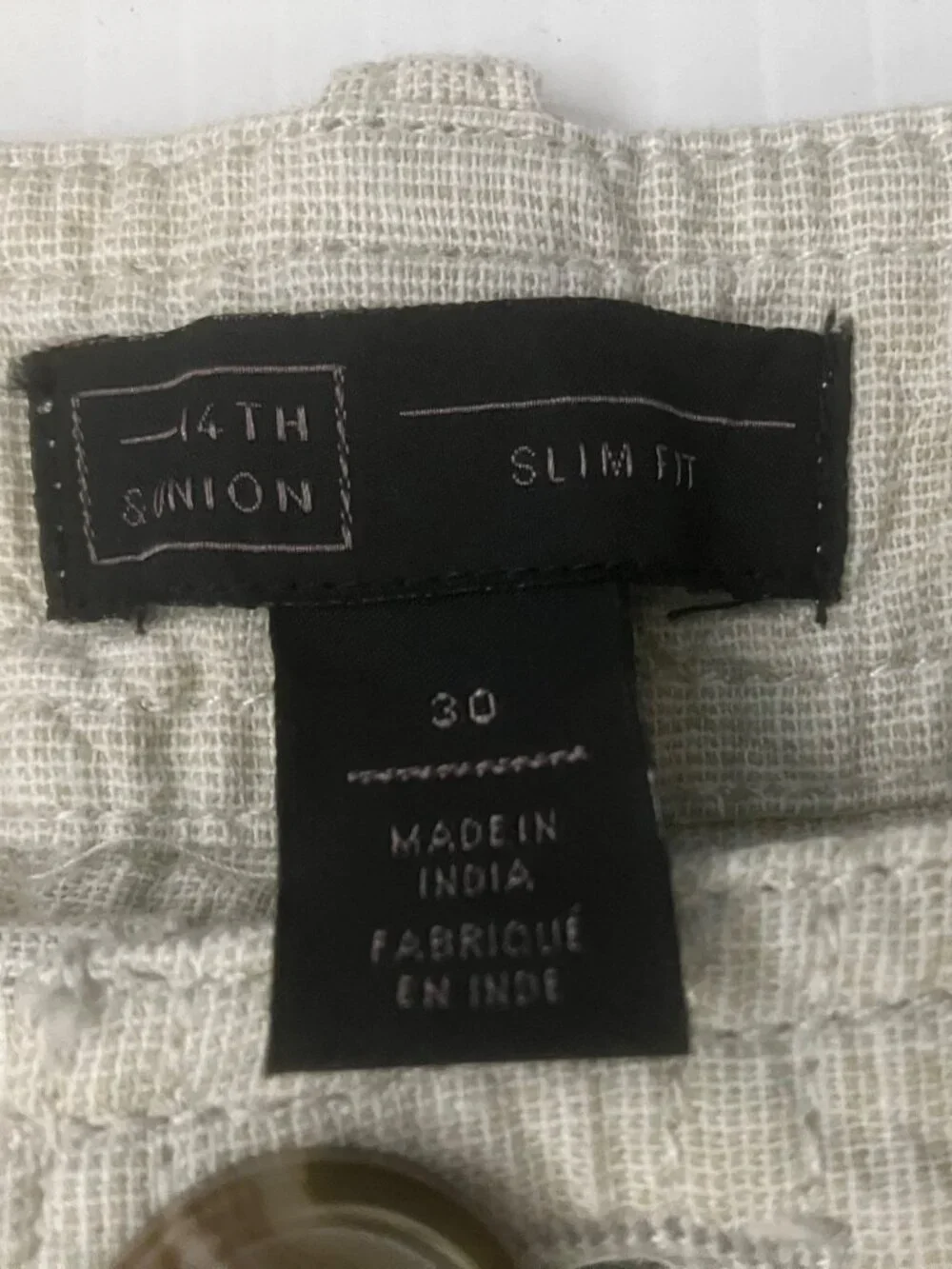 14th & Union Linen 8in Shorts - Slim Fit Men's Size 30 - Navy & Tan